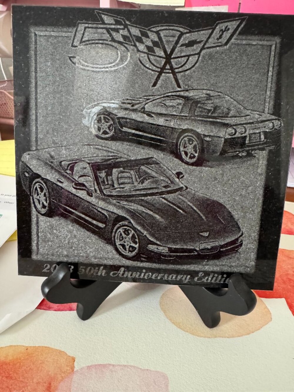 GM-licensed 2003 Corvette 50th Anniversary Granite Etching Plaque